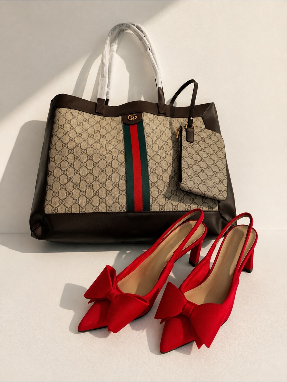 Red Bow Block Heels